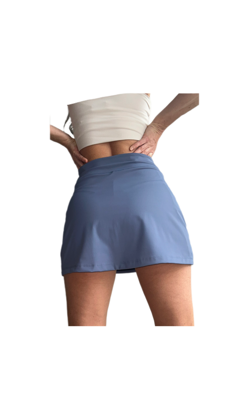 Falda short deportiva azul plateado con bolsillos