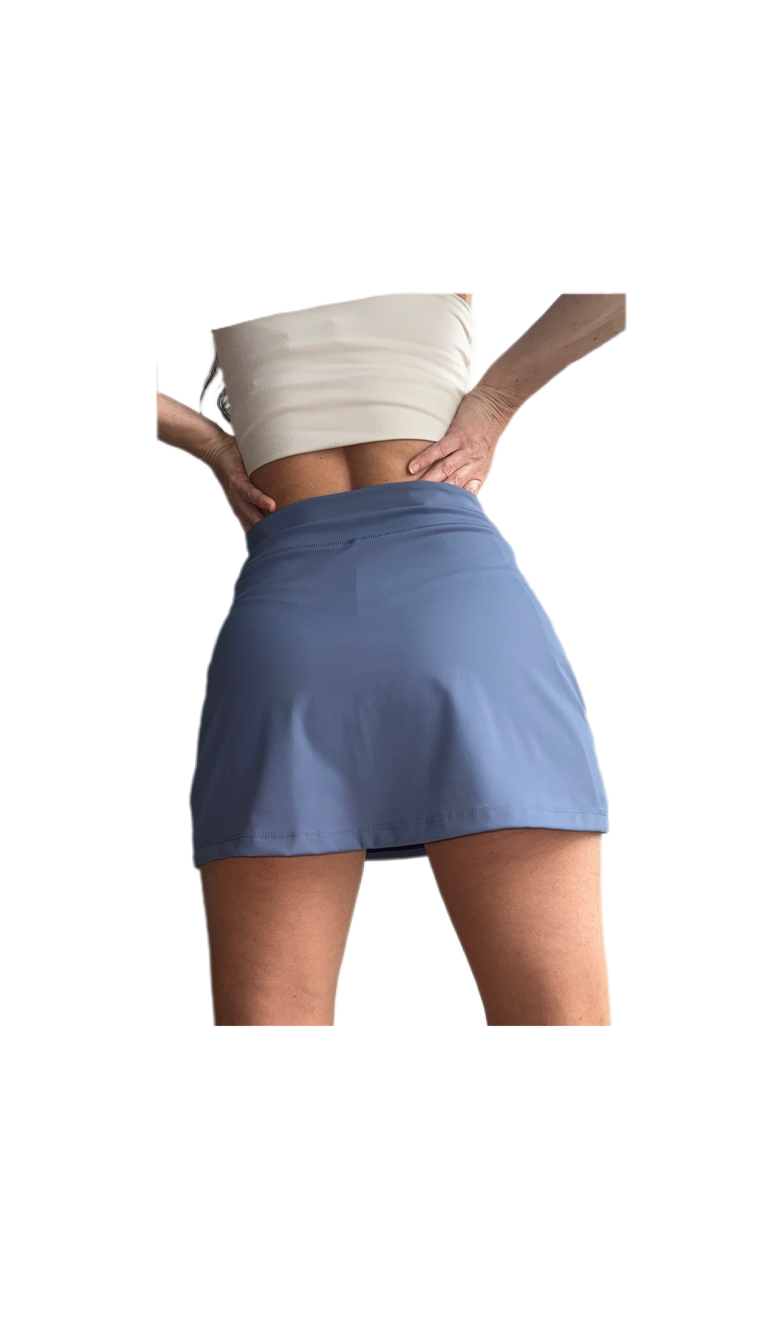 Falda short deportiva azul plateado con bolsillos