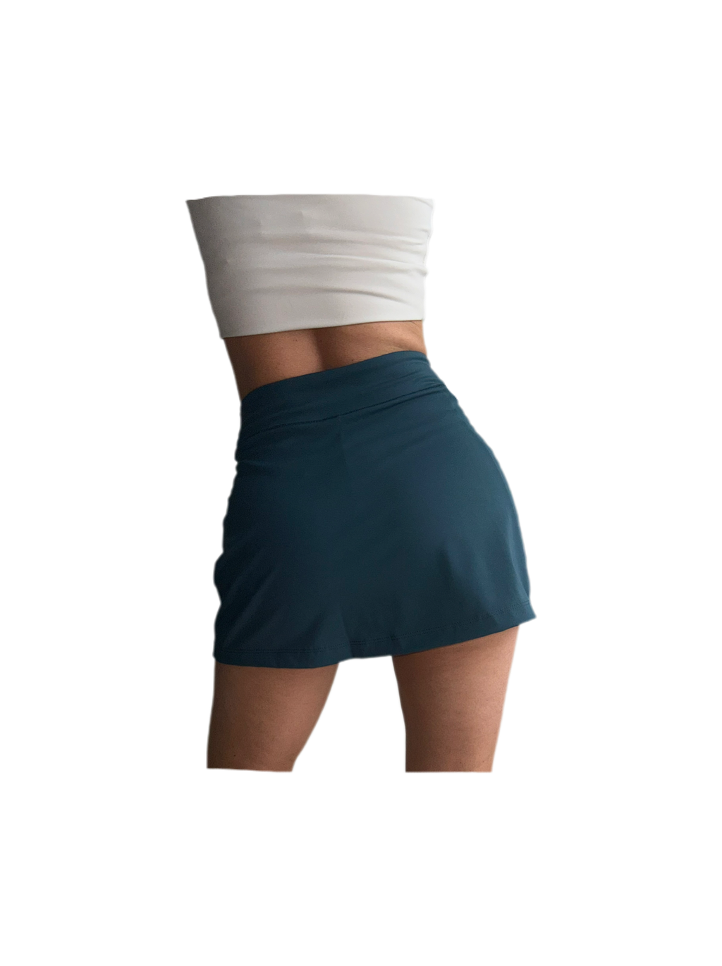 Falda short deportiva verde petróleo con bolsillos