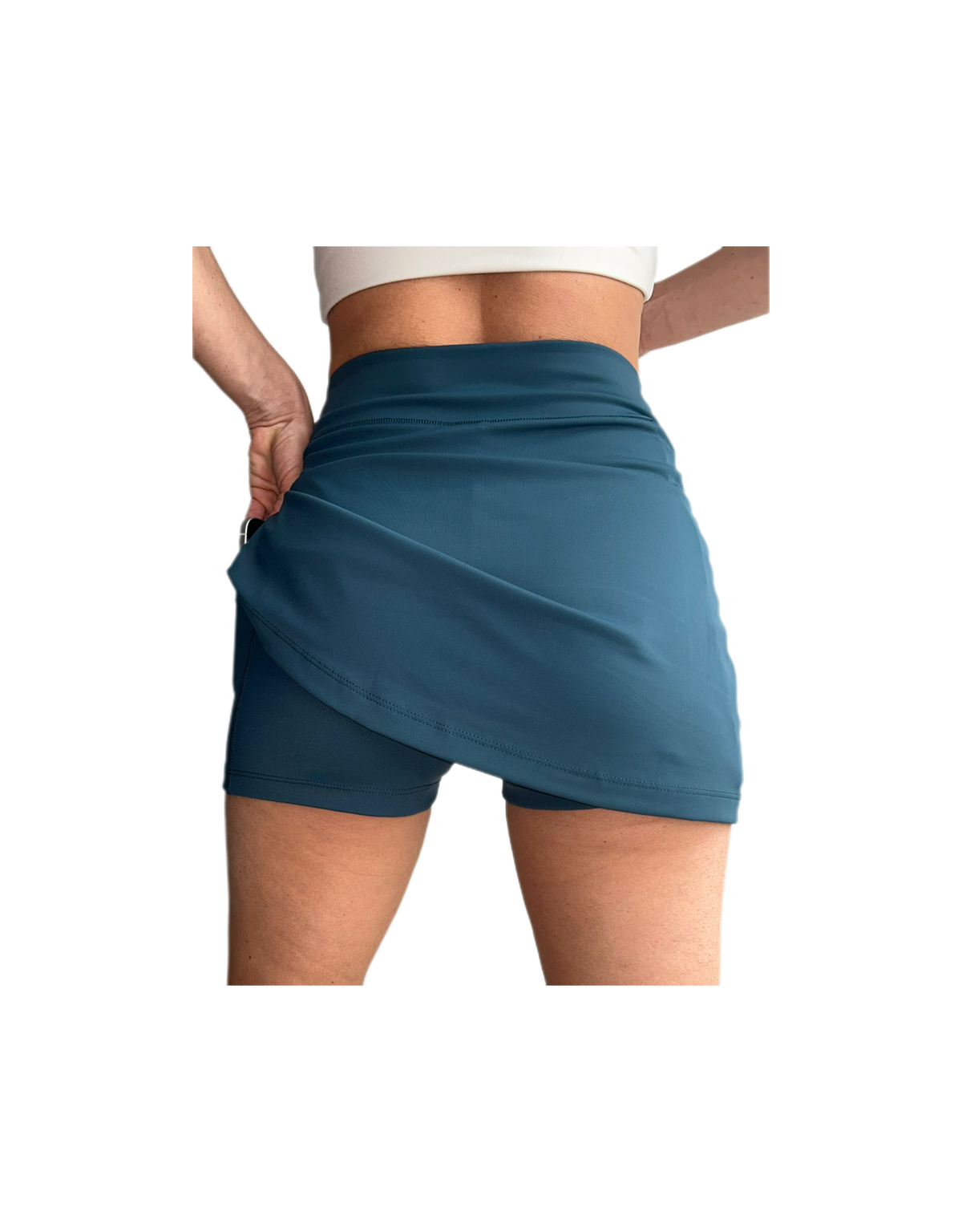 Falda short deportiva verde petróleo con bolsillos